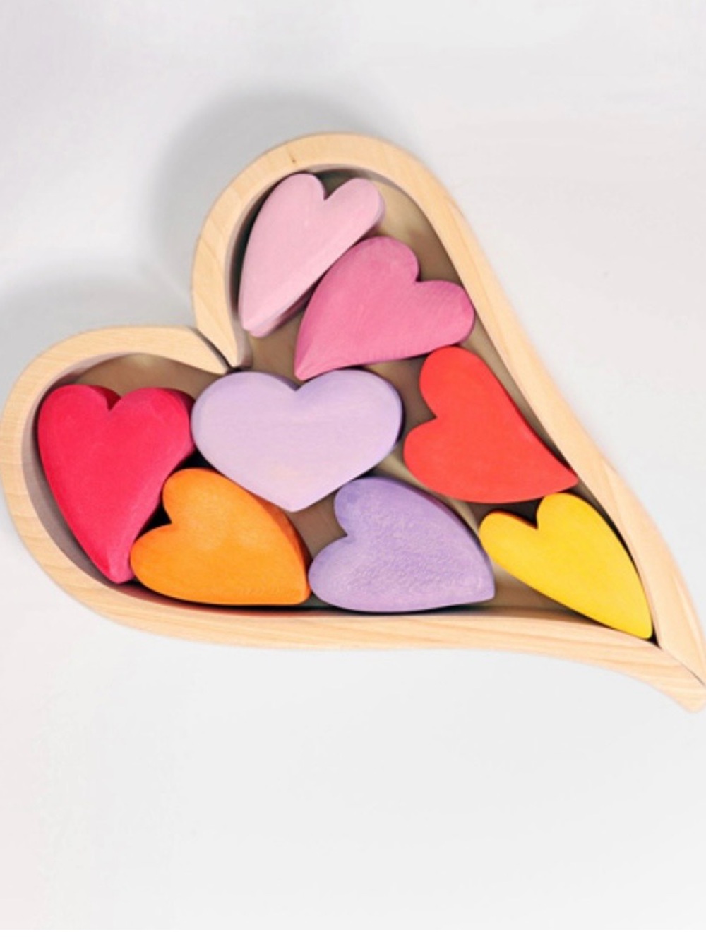 Wooden Heart Stacking Toy - Multicolor Puzzle Set